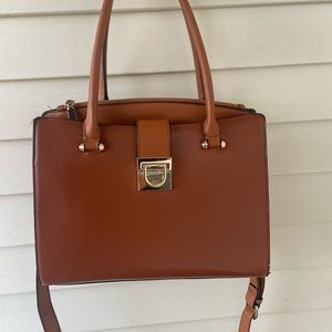 Brown Faux Leather Shoulder Bag